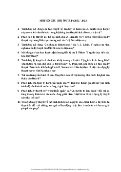 Một số câu hỏi ôn tập thi cuối kỳ môn Lịch sử các học thuyết kinh tế?
