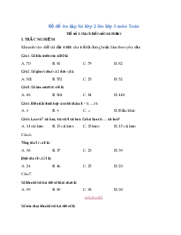 Bài tập ôn tập hè lớp 2 lên lớp 3 môn Toán | Kết nối tri thức