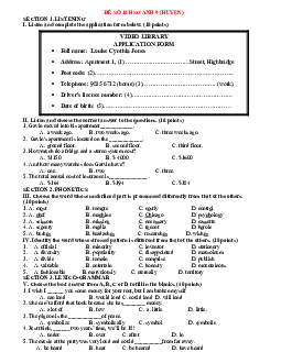 Đề luyện thi học sinh giỏi Tiếng Anh 9 cấp huyện số 10