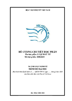 Đề cương chi tiết học phần luật đầu tư