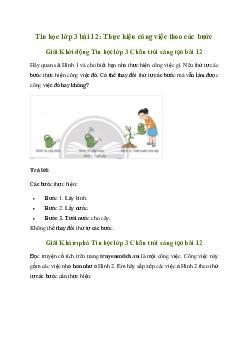 Giải Tin học lớp 3 Bài 12: Thực hiện công việc theo các bước | Chân trời sáng tạo