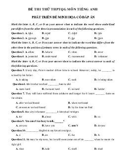 Đề thi thử THPT Quốc Gia 2023 môn Tiếng Anh - Đề 11 (có đáp án)