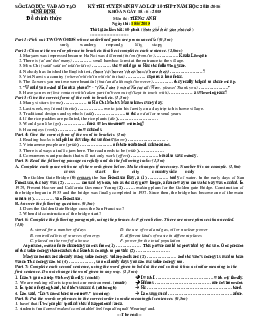 Đề thi tuyển sinh vào lớp 10 môn Tiếng Anh năm học 2015 tỉnh Bình Định