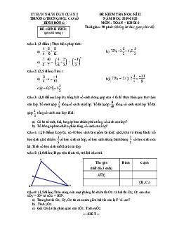 Đề thi HK2 Toán 6 năm 2019 – 2020 trường THCS Bình Đông – TP HCM