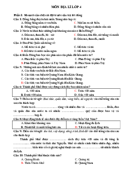 Đề cương ôn tập học kì 2 môn Địa lý lớp 4 năm 2022 - 2023 | đề 1
