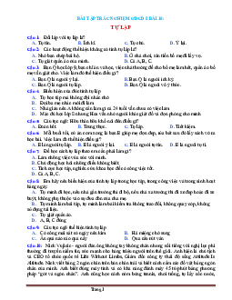 Bài Tập Trắc Nghiệm Môn GDCD Lớp 8 Bài 10: Tự Lập (có đáp án)