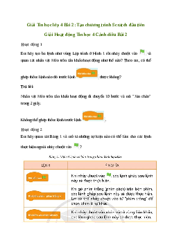 Giải Tin học lớp 4 Bài 2: Tạo chương trình Scratch đầu tiên  | Cánh diều