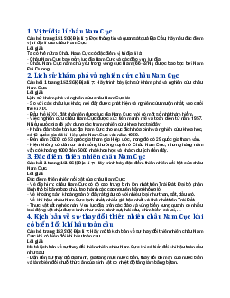 Giải SGK Địa lí 7 bài 22: Châu Nam Cực - Cánh diều