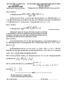 Đề thi học sinh giỏi tỉnh Toán 11 năm 2022 – 2023 sở GD&ĐT Hà Tĩnh