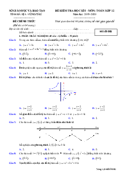 Đề thi HK1 Toán 12 năm học 2019 – 2020 sở GD&ĐT Bà Rịa – Vũng Tàu
