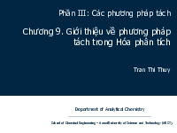 Chương 9. Giới thiệu về phương pháp tách trong Hóa phân tích | Bài giảng môn Phân tích bằng công cụ | Đại học Bách khoa hà nội
