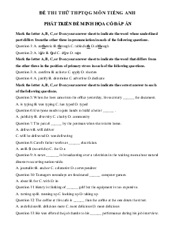 Đề thi thử THPT Quốc Gia 2023 môn Tiếng Anh - Đề 1 (có đáp án)