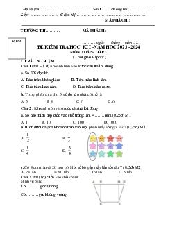 Đề thi học kì 1 môn Toán lớp 3 năm 2023 - 2024 (Đề 1) | Kết nối tri thức