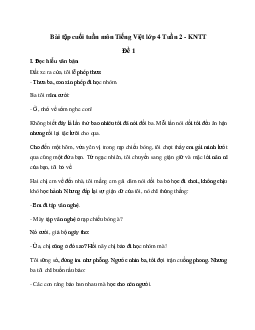 Giải Bài tập cuối tuần lớp 4 môn Tiếng Việt Kết nối tri thức - Tuần 2