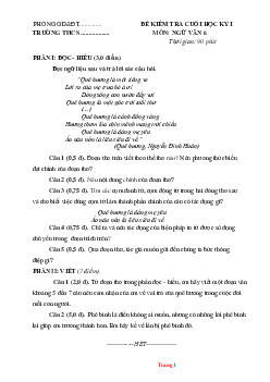 Đề thi học kì 1 Ngữ Văn 6 Kết nối tri thức (có đáp án và ma trận)