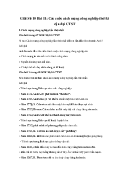 Giải Sử 10 Bài 11: Các cuộc cách mạng công nghiệp thời kì cận đại CTST