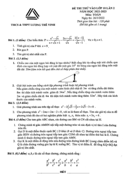 Đề thi thử Toán vào lớp 10 lần 2 năm 2022 – 2023 trường Lương Thế Vinh – Hà Nội