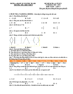 Đề tham khảo cuối kỳ 1 Toán 6 năm 2022 – 2023 trường THCS Điện Biên – TP HCM