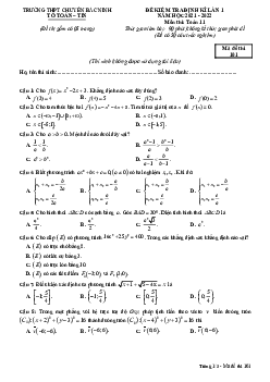 Đề kiểm tra định kì lần 1 Toán 11 năm 2021 – 2022 trường THPT chuyên Bắc Ninh