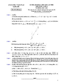 Đề thi học sinh giỏi Toán 12 cấp tỉnh năm 2020 – 2021 sở GD&ĐT Lạng Sơn