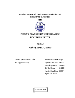 Đề tài "Nhà vệ sinh tự động" môn Phương pháp nghiên cứu khoa học | Đại học Kỹ thuật - Công nghệ Cần Thơ