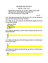 Đề thi kết thúc học phần Môn Lịch sử Đảng | Đại học Cần Thơ