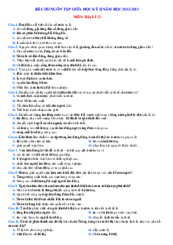 Đề cương ôn tập Địa lí 12 giữa HK2 năm 2022-2023