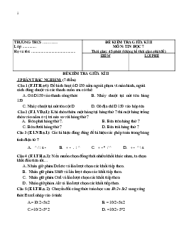 Đề thi giữa kì 2 Tin học 7 - Đề 1| năm 2024 | Cánh diều