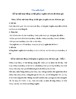 Văn mẫu lớp 8: Kể lại một hoạt động xã hội giàu ý nghĩa mà em đã tham gia Ngữ Văn 8 | Cánh diều