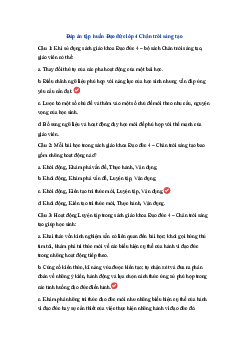 Đáp án trắc nghiệm tập huấn Đạo đức lớp 4 | Chân trời sáng tạo