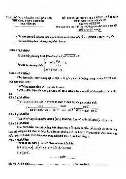 Đề thi Olympic 10/3 Toán 10 năm 2019 lần 4 trường chuyên Nguyễn Du – Đăk Lăk