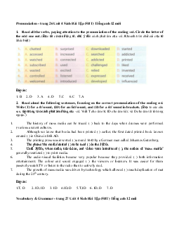 Giải bài tập SBT Tiếng Anh lớp 12 chương trình mới Unit 4: The mass media