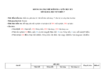 Đề thi giữa kì 1 Khoa học tự nhiên lớp 7 năm học 2023 - 2024 | Đề 4 | Chân trời sáng tạo