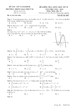 Đề giữa học kỳ 2 Toán 12 năm 2023 – 2024 trường THPT Giao Thủy B – Nam Định