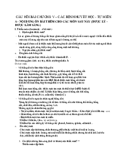 Đề cương lý thuyết ôn tập môn Sinh lý bệnh - Miễn dịch nội dung về "Các bệnh huyết học - Tự miễn"
