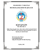 Bài Tập Lớn Quản Lý và Đầu Tư An Dân Kinh Tế Việt Nam | Môn Kinh tế đầu tư - Đại học Kinh Tế Quốc Dân