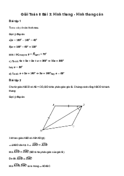 Toán 8 Bài 3: Hình thang - Hình thang cân - Chân trời sáng tạo