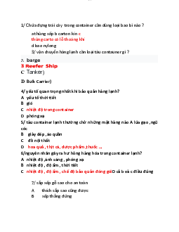 Câu hỏi về hàng hóa hay - Logistics vận tải hàng hóa | Trường Đại học Giao thông Vận Tải