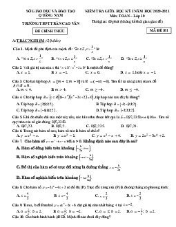 Đề thi giữa HK1 Toán 10 năm 2020 – 2021 trường THPT Trần Cao Vân – Quảng Nam