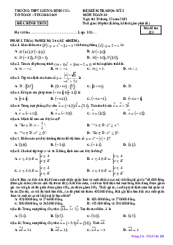 Đề thi HK1 Toán 10 năm 2018 – 2019 trường Lương Định Của – Cần Thơ
