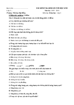 Đề kiểm tra cuối học kì 2 môn Khoa học lớp 5 năm học 2013-2014 trường Tiểu học Đại Đồng
