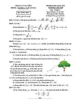 Đề kiểm tra học kỳ 1 Toán 9 năm 2022 – 2023 phòng GD&ĐT Ba Đình – Hà Nội