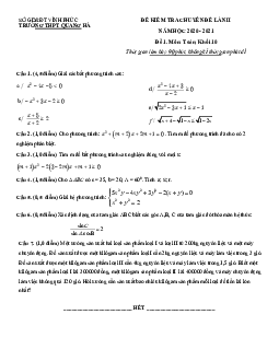 Đề kiểm tra Toán 10 lần 2 năm 2020 – 2021 trường THPT Quang Hà – Vĩnh Phúc