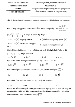 Đề thi học kì 2 Toán 12 năm 2018 – 2019 trường Đoàn Thượng – Hải Dương