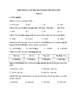 Bài tập cuối tuần Toán lớp 4 Kết nối tri thức - Tuần 11 (Cơ bản)
