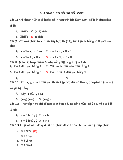 Đề cương câu hỏi trắc nghiệm ôn tập môn Điện tử số theo từng chương