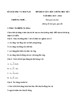 Đề thi học kì 1 môn Vật lí 10 năm 2023 - 2024 sách Chân trời sáng tạo đề 4