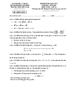 Đề thi HK1 Toán 11 năm 2019 – 2020 trường THPT Phú Lâm – TP HCM