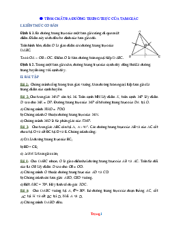 Bài tập hình học toán 7 về tính chất đường trung của tam giác