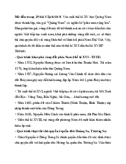 Giải SGK Lịch sử 8 bài 5: Quá trình khai phá vùng đất phía Nam của người Việt từ thế kỉ XVI đến thế kỉ XVIII | Chân trời sáng tạo